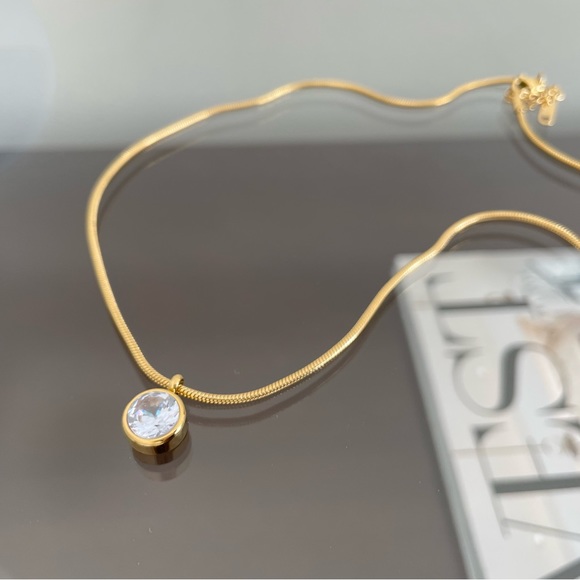 Sparkle And Shine Stainless Steel and CZ Necklace. - Picture 1 of 4